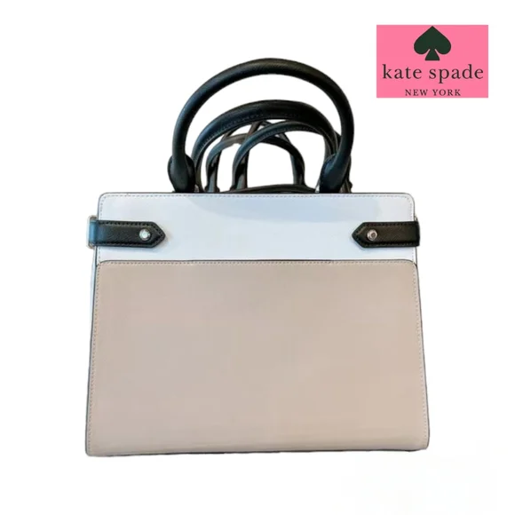 NWT Kate Spade Staci Warm Beige Colorblock Large Satchel Crossbody